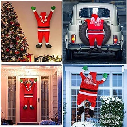 5,5 fot stor hengende julepynt med julenisse, (5,5 fot (170 cm)) rød