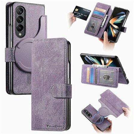 CASENEO Til Samsung Galaxy Z Fold3 5G Læderetui 2-i-1 Magnetisk Aftageligt Pung Telefoncover - G