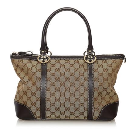Gucci Vintage Pre-owned GG Canvas Lovely Tote Tas , Bruin , Dames , Maat: ONE Size Vintage Tassen