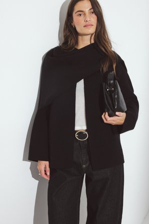 NA-KD - Strikket cape-cardigan - Cardigan - Svart - XS