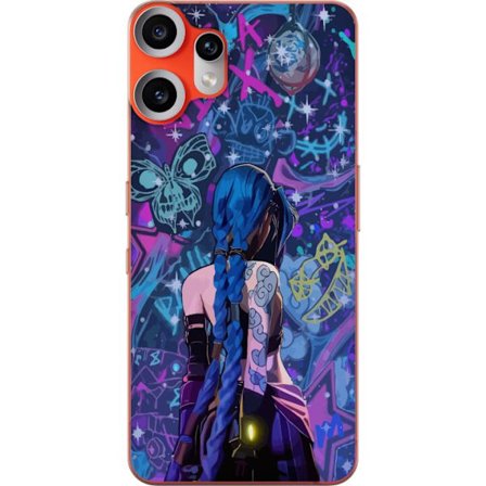 Kompatibelt Mobildeksel til Nothing Nothing CMF Phone 2 Pro Fargerik graffitiillustrasjon med blåhåret karakter i urbane neonstil og kreativt kaos