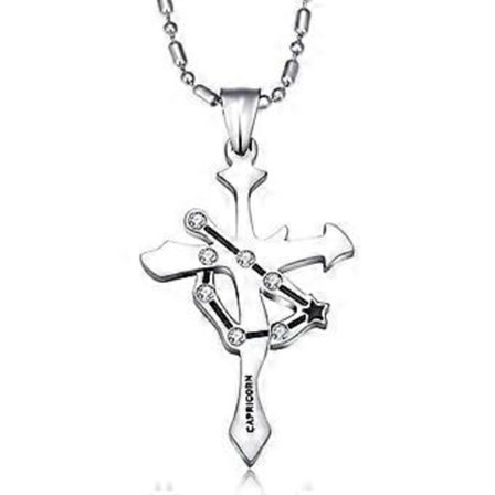 Wekity miesten ruostumattomasta teräksestä valmistettu CZ horoskooppi Zodiac 12 tähdistön ristiriipus kaulakoru syntymäpäivälahja