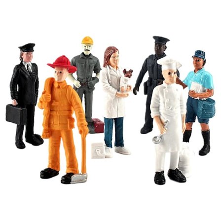 7-Piece Hand-Painted Miniature Landscape Figures High Realism Set - Fireman, Police, Landscape - KAESI Decoration