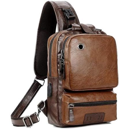IC Sling Crossbody -laukku Axelv ska Miehille ja Naisille Retro PU Nahka Sling Reppu Py r ily, Muoti