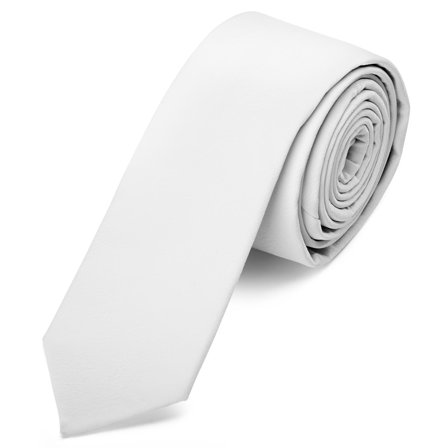 White Faux Leather Skinny Tie for Men - Skinny ties