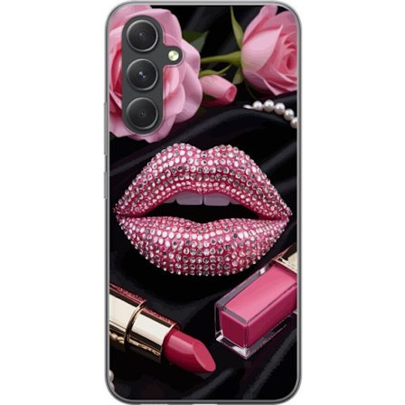 Kompatibel Mobilcover til Samsung Samsung Galaxy S24 FE Roze lippen diamanten make-up glitters