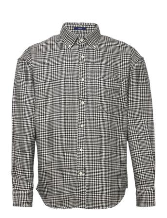 D1. Os Cotton Houndstooth Shirt Skjorte Uformell Svart GANT
