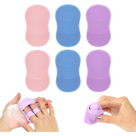 Silikone Ansigtsrensebørste, 6-delt Eksfolierende Skrubbesæt til Dyb Pore-, Hudorm- og Aknerensning, Flerfarvet Håndholdt F