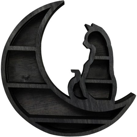 Trä Kristall Vägg Hylla Vägg Dekoration Flytande Vägg Hylla för Vardagsrum Sovrum Svart