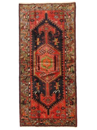 Hamadan Rug 95X202 Dark Red/Black Wool, Persia