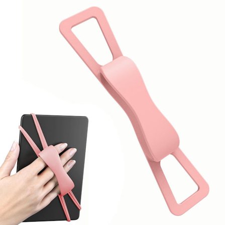 Anti-slip elastikbånd/silikone greb (pink) - kompatibel med 4-8 tommer e-læsere/tablets - anti-slip fingerring greb til mobiltelefoner