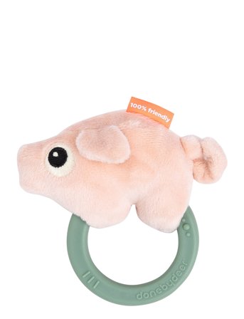 Done by Deer Sensory Rattle W/Teether Pigee Colour Mix - Pink - 12X 21X 4CM