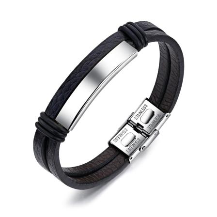 Creative läderarmband for män i rostfritt stål