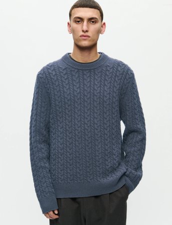 WOOD WOOD Wwsteve Crew Neck 25223 - Blue - XL