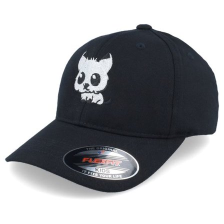 Kiddo Cap - Svart flexfit Keps - Kids Cute Cat Black Flexfit @ Hatstore