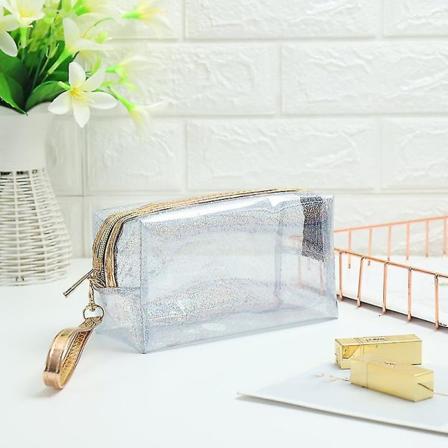 Vanntett Kosmetikveske PVC Transparent Glidelås Toalettsak med Håndtak