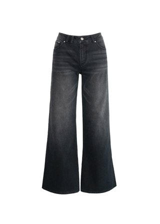 Hést Irina Wide Leg Dame - Medium Wash Black Denim