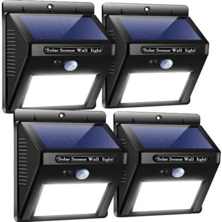 Solcellslampor utomhus - Solcells rörelsesensor säkerhetslampor - Vattentäta trådlösa solcellslampor - 3 utomhuslägen för trädgårdsgång, staket,