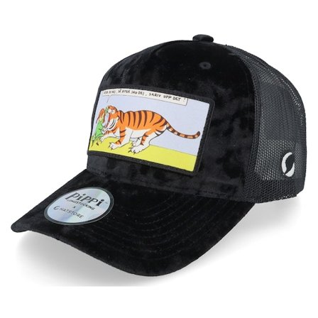 Pippi Långstrump - Svart trucker Keps - "Pippi Tiger Black Velvet Trucker " @ Hatstore