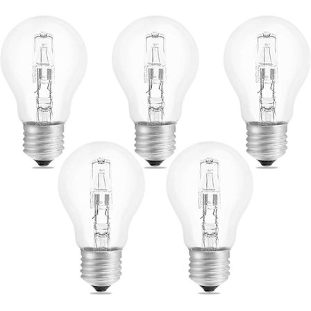 Halogenpære E27 A55 42W Dimbar, AC220-240V, 650LM Varmhvit 2700K, Transparent E27 Halogen Globe-pære, Pakke med 5_Overraskelse