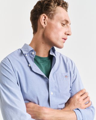 GANT - Regular fit poplinskjorte med bankstriper til herre college blue