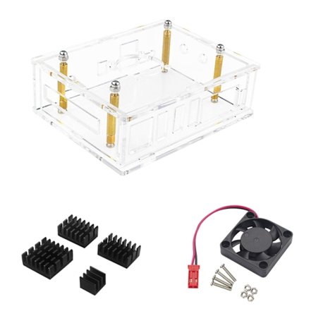 Akrylskal för Orange Pi 5 Plus - Transparent - Kapsling Klart Skal - Skydd med Kylfläkt - Koppar/Aluminium Kylflänsar