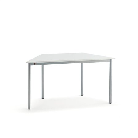Table SONITUS TRAPETS, 1200x600x720 mm, white high pressure laminate, alu grey