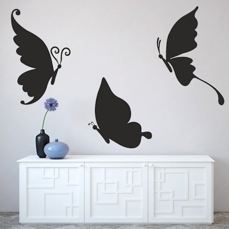 3 fjärilar vinyl vägg klistermärken