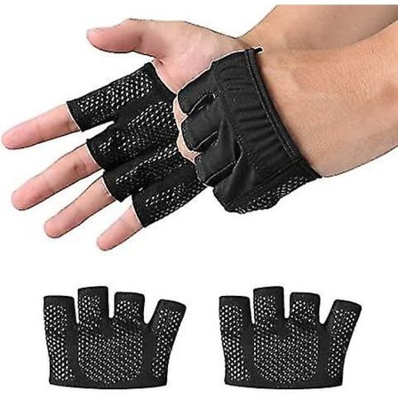 Vægtløftningshandsker, Mænd Kvinder Silikon Anti-slip Åndbar Fire Finger Fitness Træningshandsker