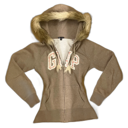 Brun zip hoodin med fuskpäls