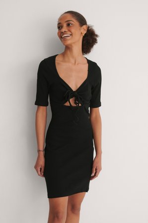 Trendyol Neck Detail Mini Dress - Little black dress - Sort - Small