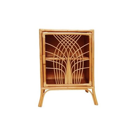 Rottinkinen yöpöytä, jossa 1 ovi - Beigekö - L 50 x l 40 x H 70 cm - Aito yöpöytä - Luonnonmateriaalit