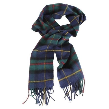 Locharron Of Scotland Bowhill Macleod Of Harris Moderne Lammeuldsscarf - Marineblå/Grøn