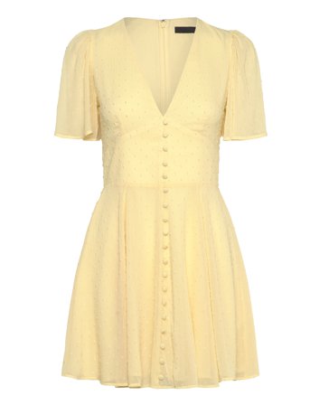 ROTATE Birger Christensen Mini V-Neck Dress Gul