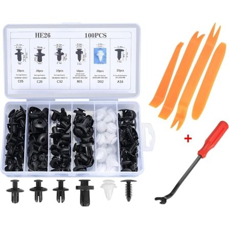 100 stk. Universal Plast Bilskjerm Klemmer Støtfanger Festeklemmer Sett med Panel Fjerningsverktøy