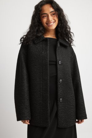 NA-KD Strukturierte Jacke mit Gürtel - Frühlingsjacken - Schwarz - EU 34