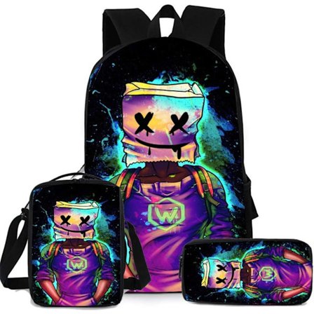 Skolerygsæk 3-delt penalhus, skuldertaske, Teen Utility skoletaske til teenagere og studerende