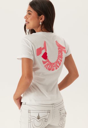 True Religion - Embroidered Tr Hs Ss Tee - Optic White - Kläder - - Bubbleroom