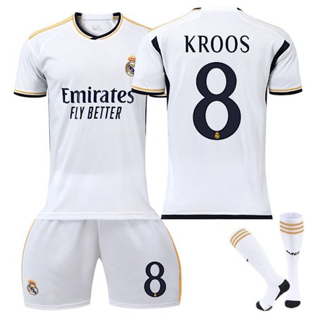 23/24 Real Madrid Træningstøj Sæt til Børn og Voksne med Strømper No.8 KROOS No.8 KROOS No.8 KROOS