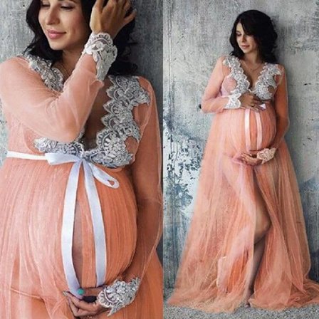 Gravid Kjole Blonde Perspektiv Fotografering Kostyme maxikjole hudfarge_yu