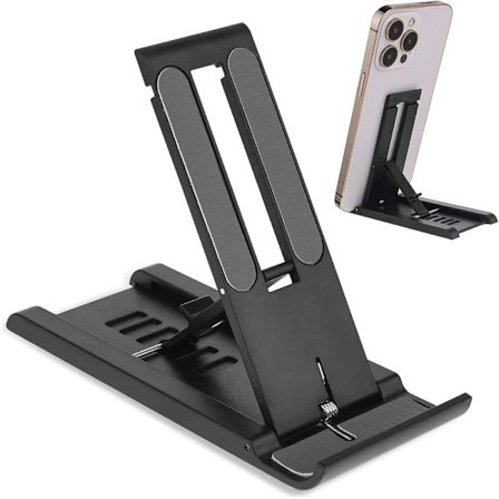 Foldbart mini telefonstativ, vinkeljusterbart telefonstativ med 6 hastigheter, bärbart stativ för surfplatta och stationärt telefonstativ.