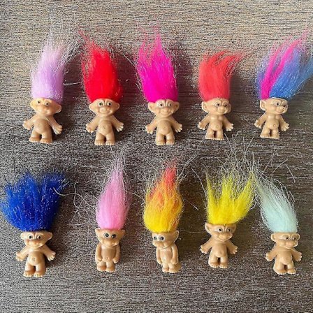 Vintage Mini Troll 10stk Set PVC Figurer Tårtdekorationer Söta Leksaker