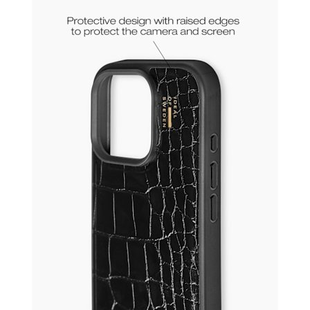Vegan Leather Case iPhone 16 Pro Max Black Croco