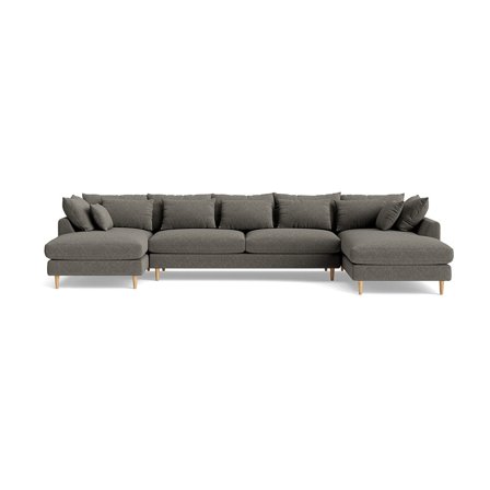 Ofelia U-sofa, venstrevendt - Boston Grå - 377x210x85cm - Blød U-sofa med puder & medium komfort - Grå sofa, u-sofa
