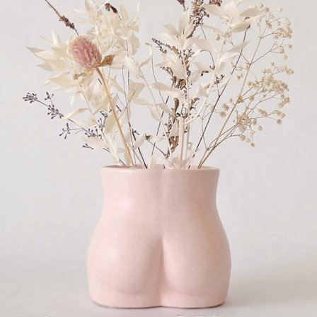 Keramisk Rumpe Plantepotte, Plantekasse med Drenering for Blomster, Kunst Damevaser Boho Chic Hjemmeinnredning (Bottom, Spettet Rosa)