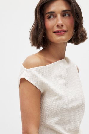 NA-KD Bouclé Sleeveless Top - Ærmeløse toppe - Råhvid - XS