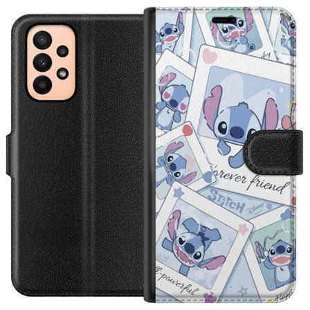 Yhteensopiva Lompakkokotelo Samsung Galaxy A23 Unelmoivat pilvet vaaleanpunaisina, lila ja sinisen sävyissä, kimaltelevine tähtineen ja pehmeän satuma