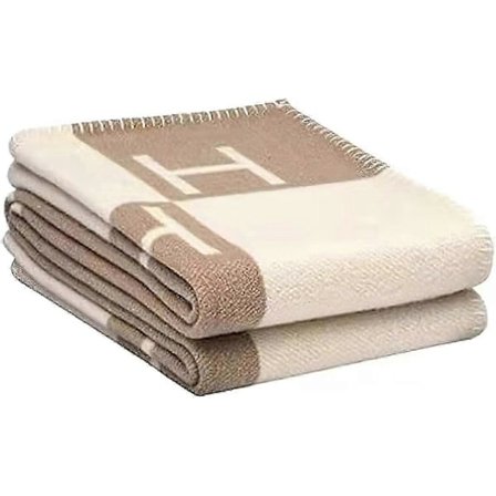 Plaid H filt cashmere blanding hæklet transportabel 130x160cm khaki