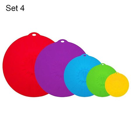 5 stk./sæt Genanvendelig Køleskab Universal Madopbevaringslåg Forseglet Skål Grydelåg (Fww)