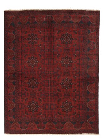 Handgeknüpft Afghan Khal Mohammadi Teppich 168X223 Schwarz/Dunkelrot
